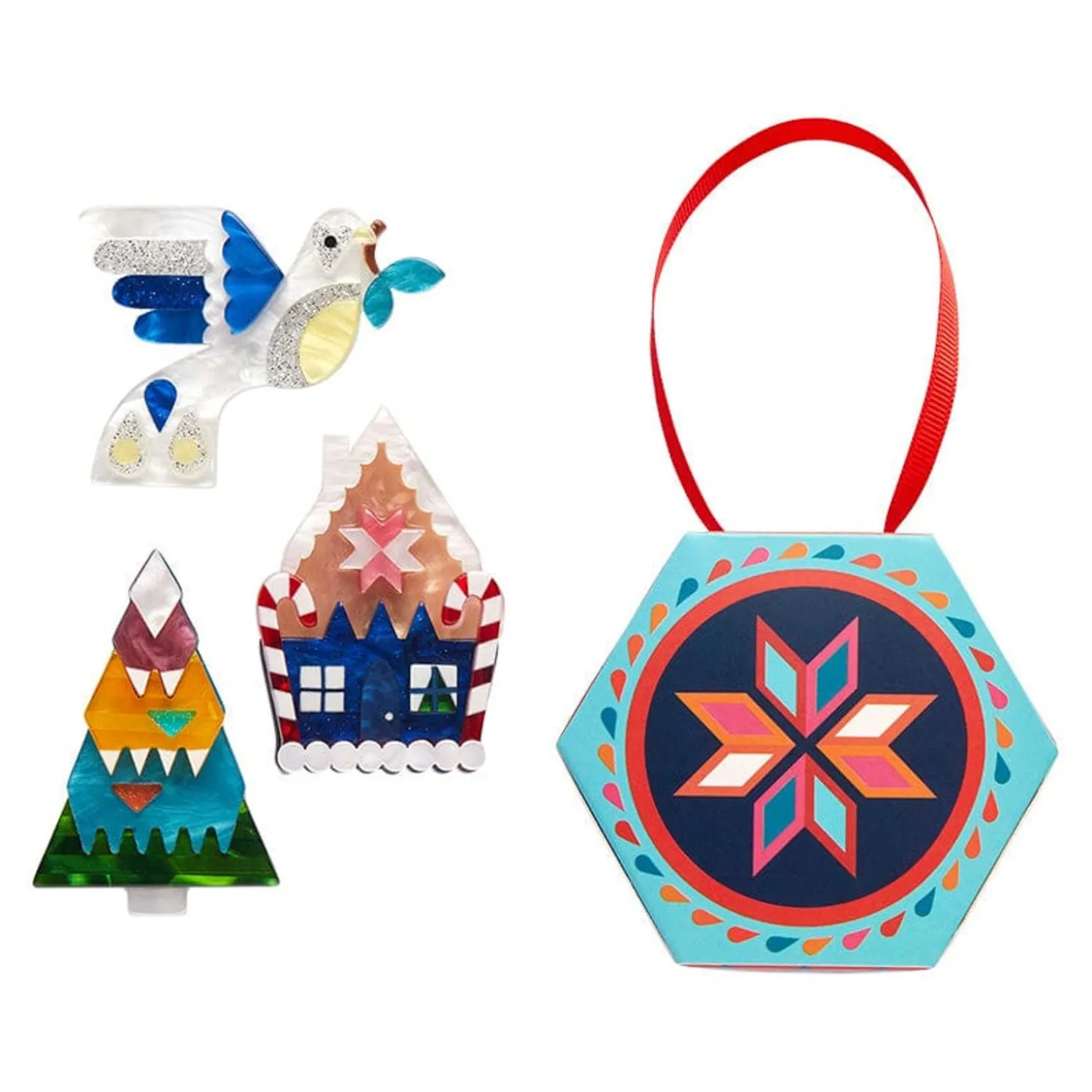 Modern Holiday Mystery Mini Brooch - 3 Pack