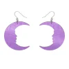 Moon Mirror Drop Earrings - Purple