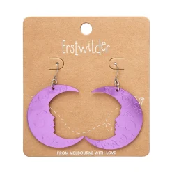 Moon Mirror Drop Earrings - Purple