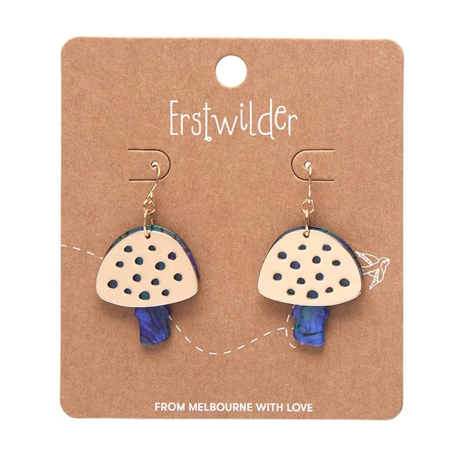 Mushroom Textured Resin Drop Earrings - Blue