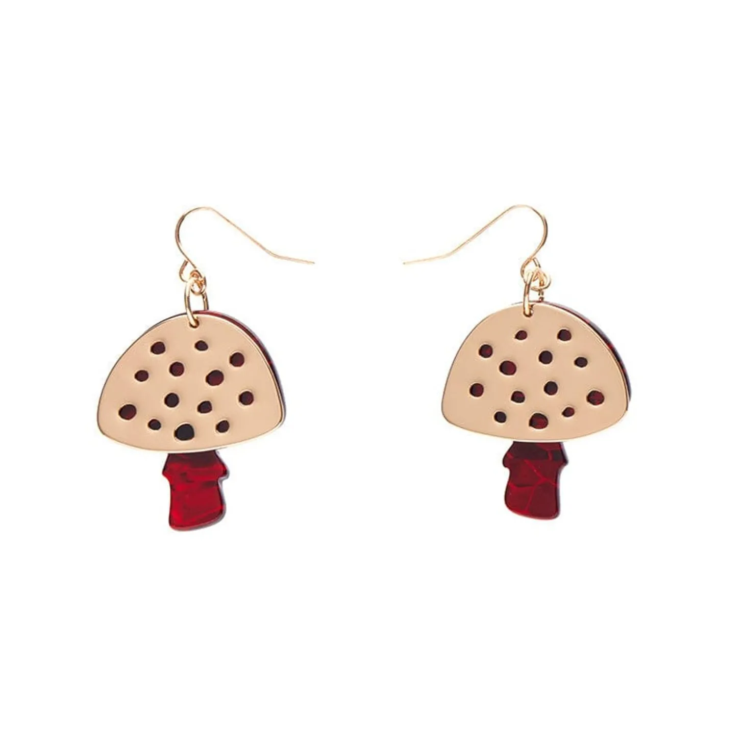 Mushroom Textured Resin Drop Earrings - Red