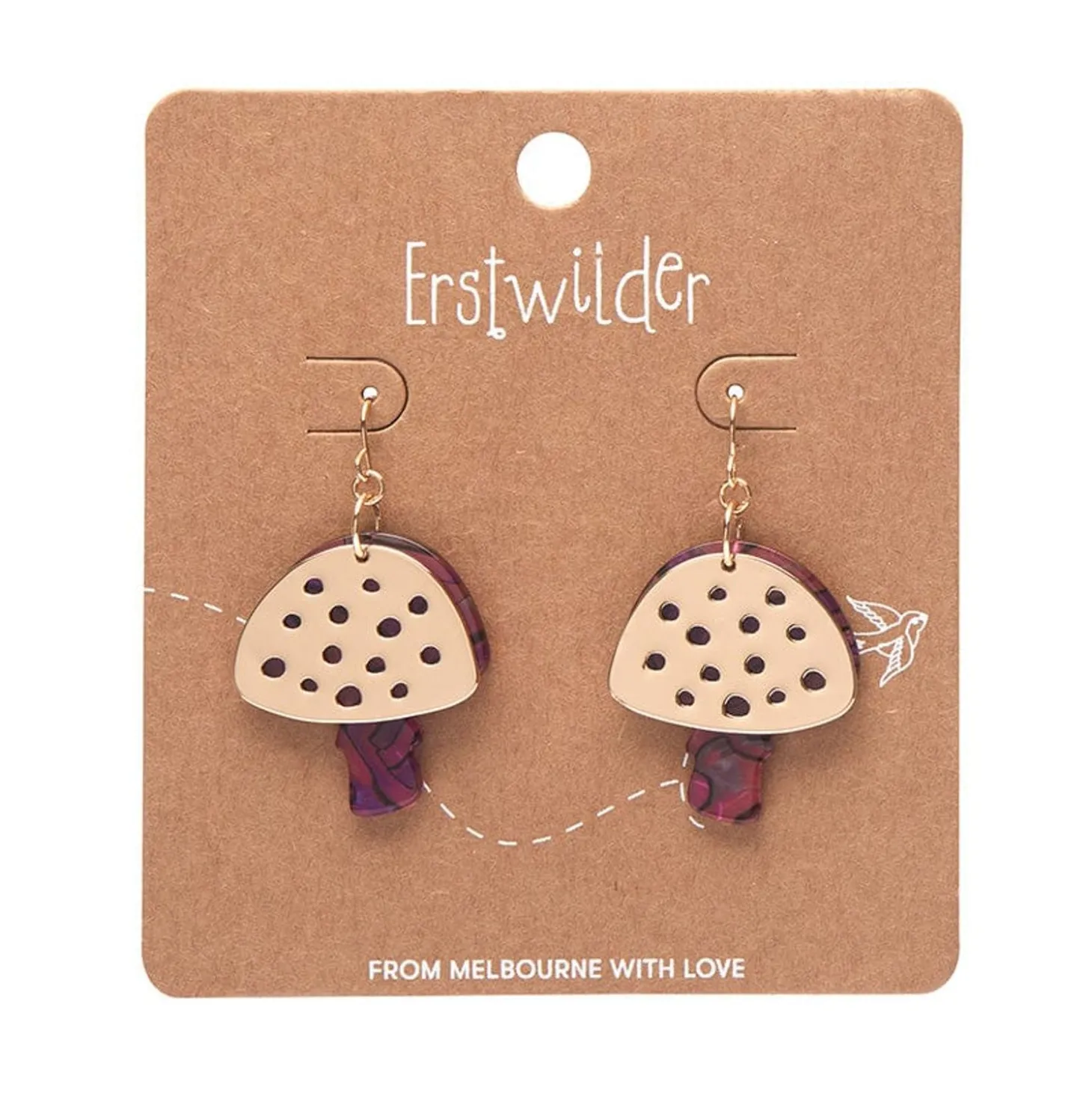 Mushroom Textured Resin Drop Earrings - Pink