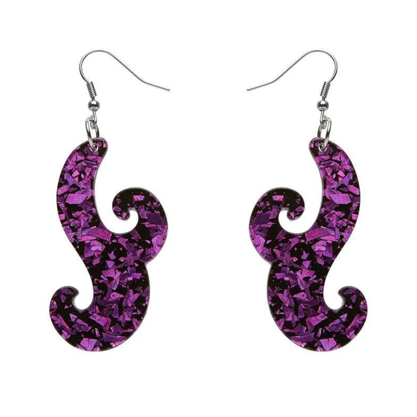 Nouveau Chunky Glitter Resin Drop Earrings - Purple