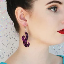 Nouveau Chunky Glitter Resin Drop Earrings - Purple