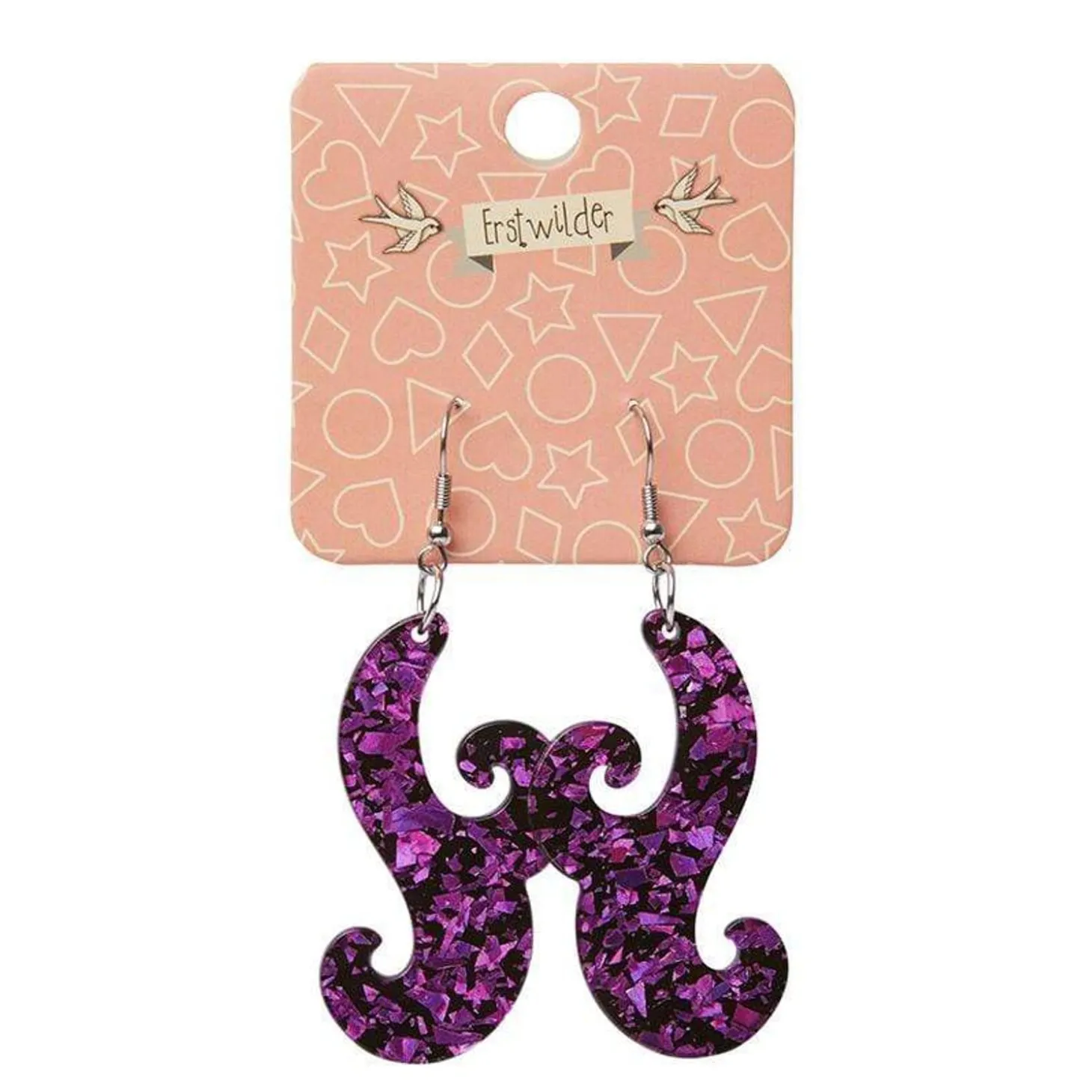 Nouveau Chunky Glitter Resin Drop Earrings - Purple