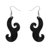 Nouveau Ripple Glitter Resin Drop Earrings - Black