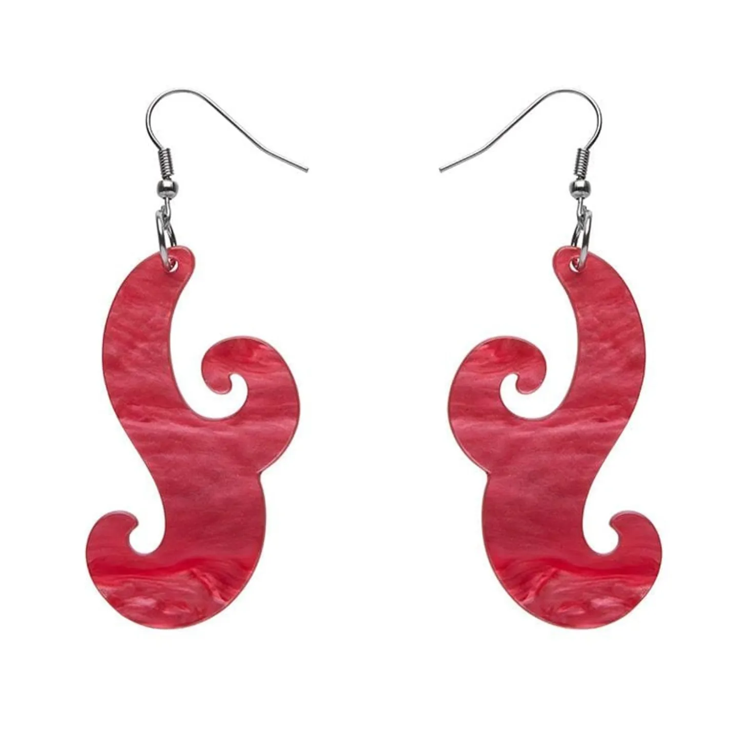 Nouveau Ripple Resin Drop Earrings - Pink