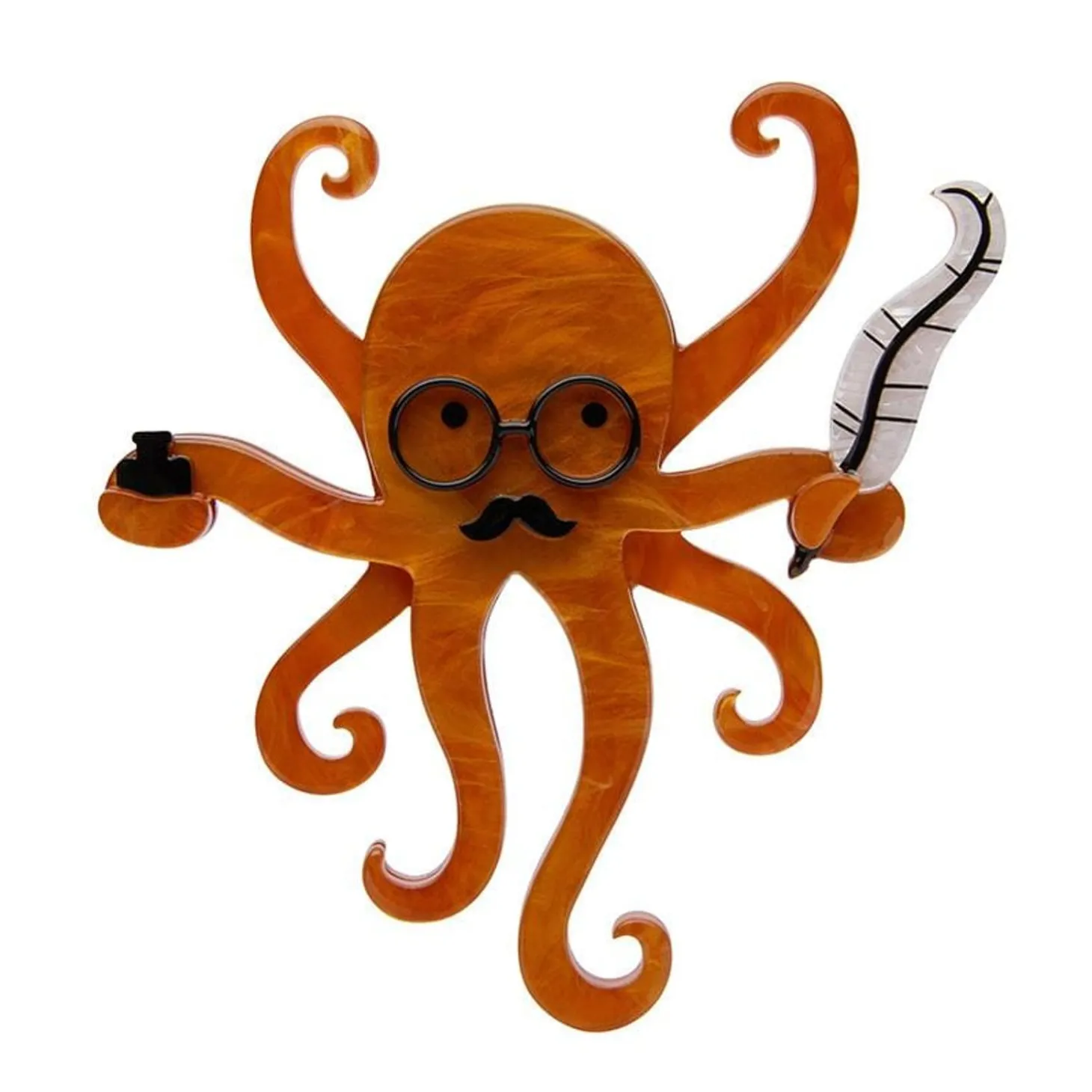 Octavious The Octo-Scribe Brooch