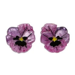 On Sleeping Eyelids Pansy Earrings