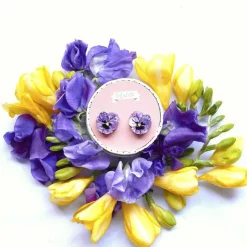 On Sleeping Eyelids Pansy Earrings