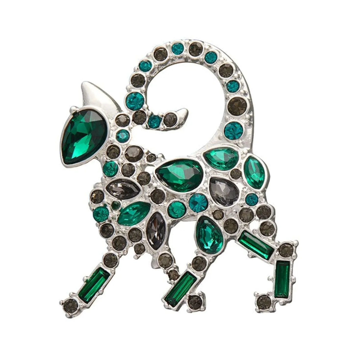 On The Prowl Cat Stone Set Crystal Brooch