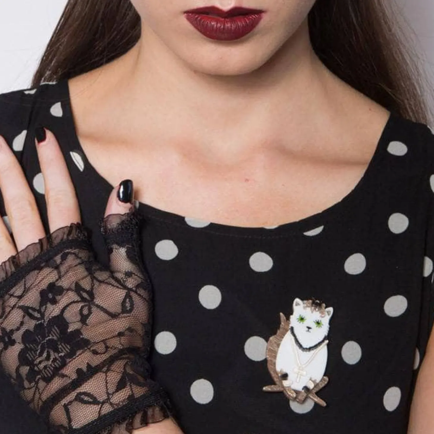 Papa Don'T Preach Cat Brooch