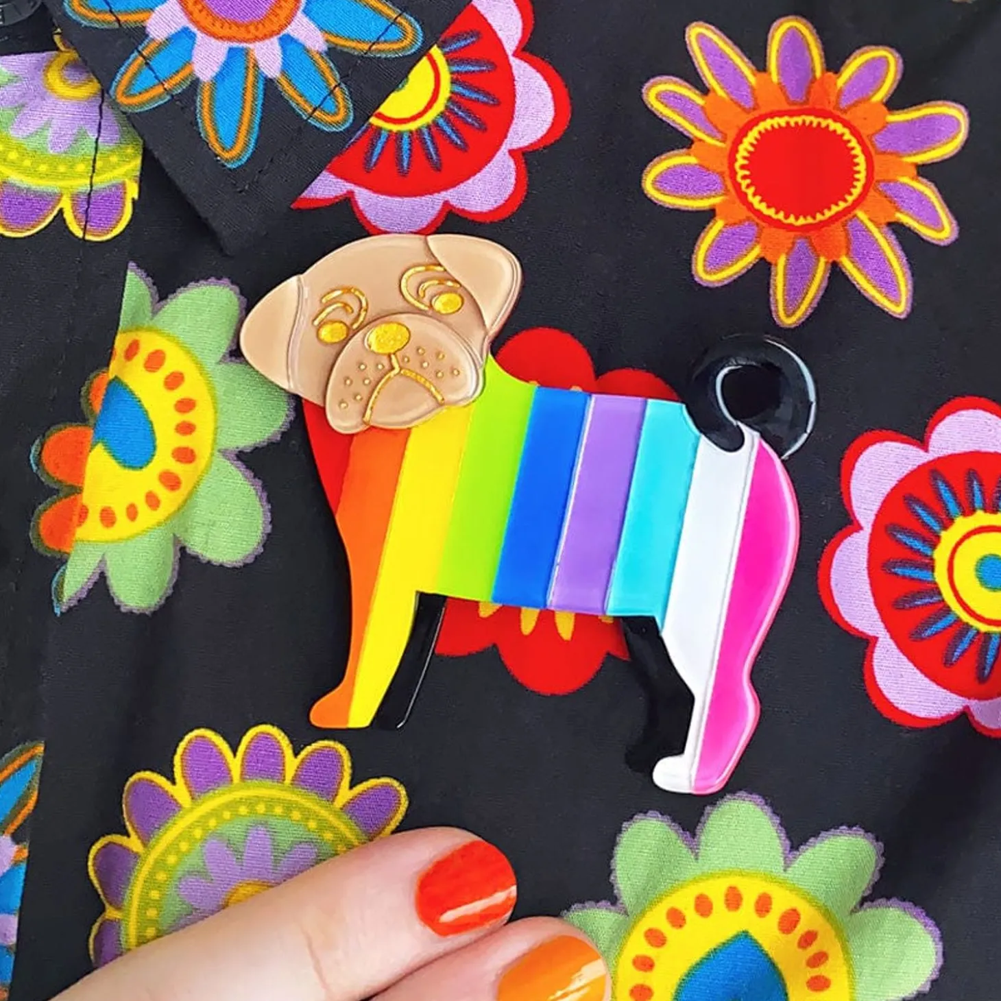 Pebbles The Progressive Pug Brooch