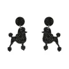 Poodle Glitter Post Drop Earrings - Black