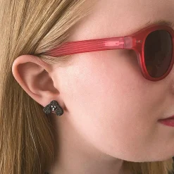 Poodle Glitter Stud Earrings - Black