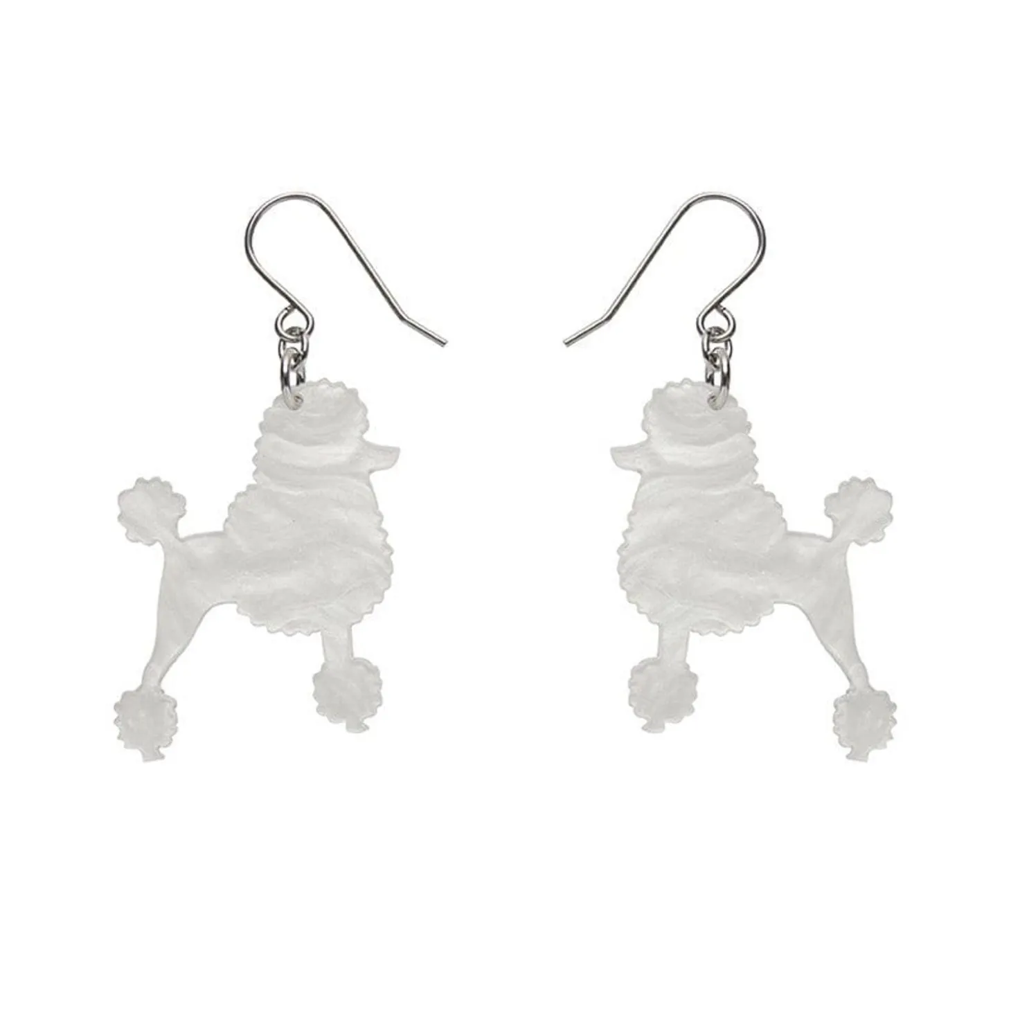 Poodle Ripple Hook Drop Earrings - White