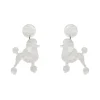 Poodle Ripple Post Drop Earrings - White