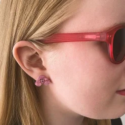 Poodle Ripple Stud Earrings - Pink