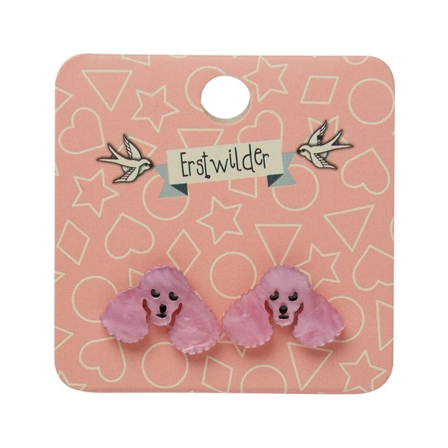Poodle Ripple Stud Earrings - Pink