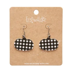Pumpkin Gingham Drop Earrings - Black