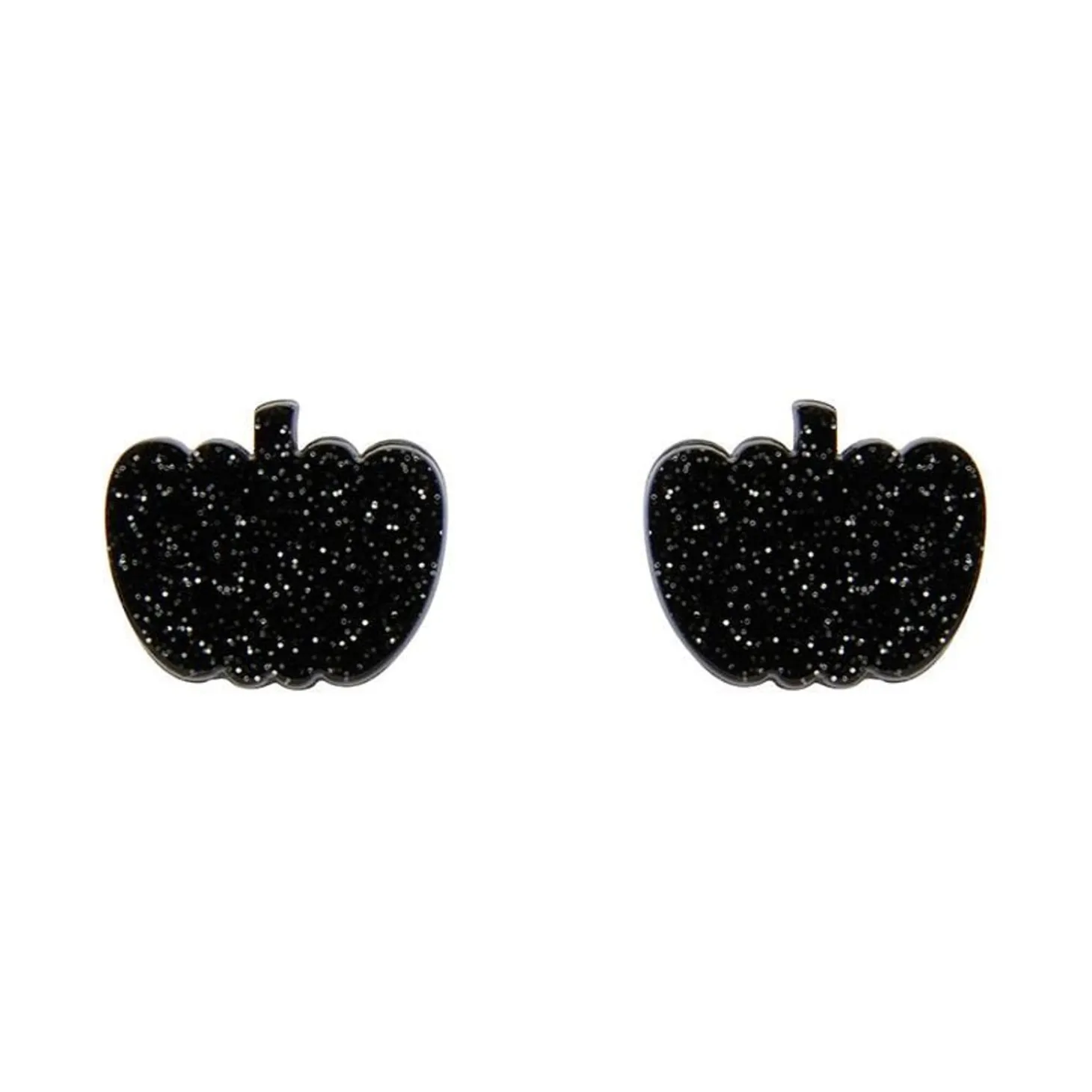 Pumpkin Glitter Resin Stud Earrings - Black