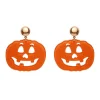 Pumpkin Glitter Statement Earrings - Orange