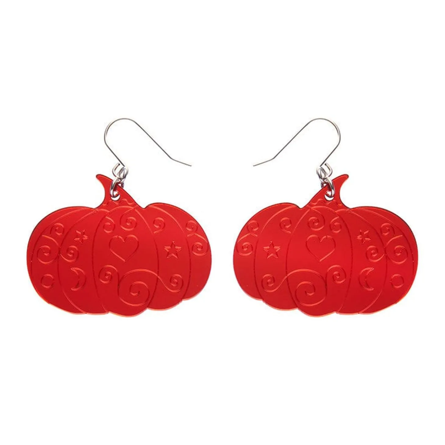 Pumpkin Magic Mirror Drop Earrings - Red