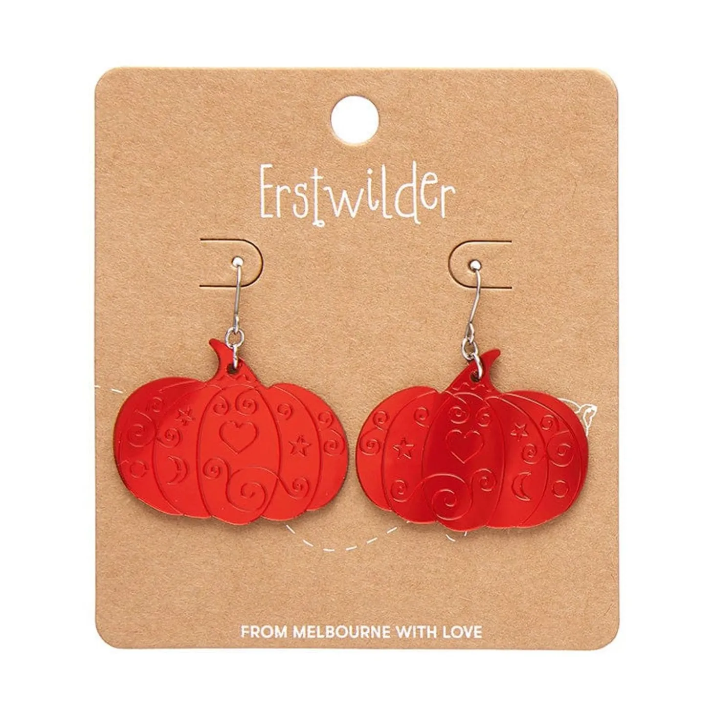 Pumpkin Magic Mirror Drop Earrings - Red