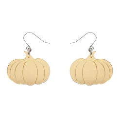 Pumpkin Mirror Drop Earrings - Gold