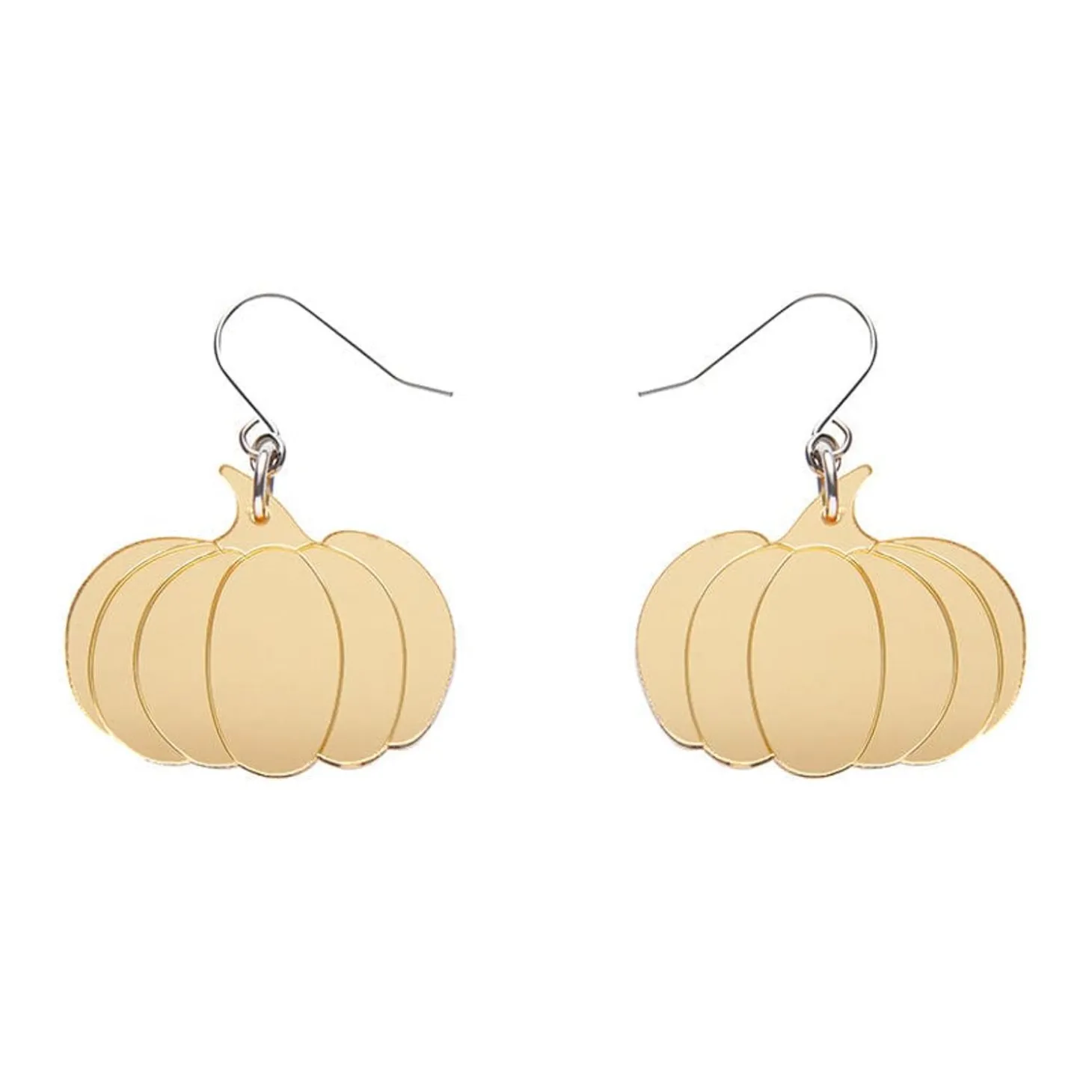 Pumpkin Mirror Drop Earrings - Gold