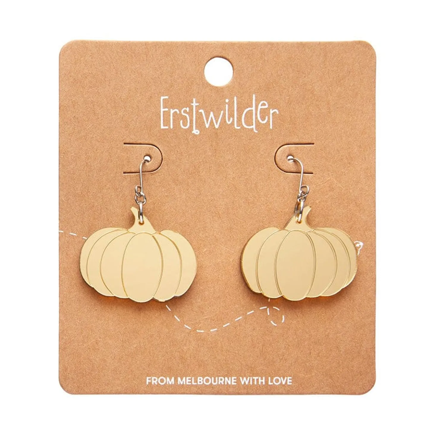Pumpkin Mirror Drop Earrings - Gold