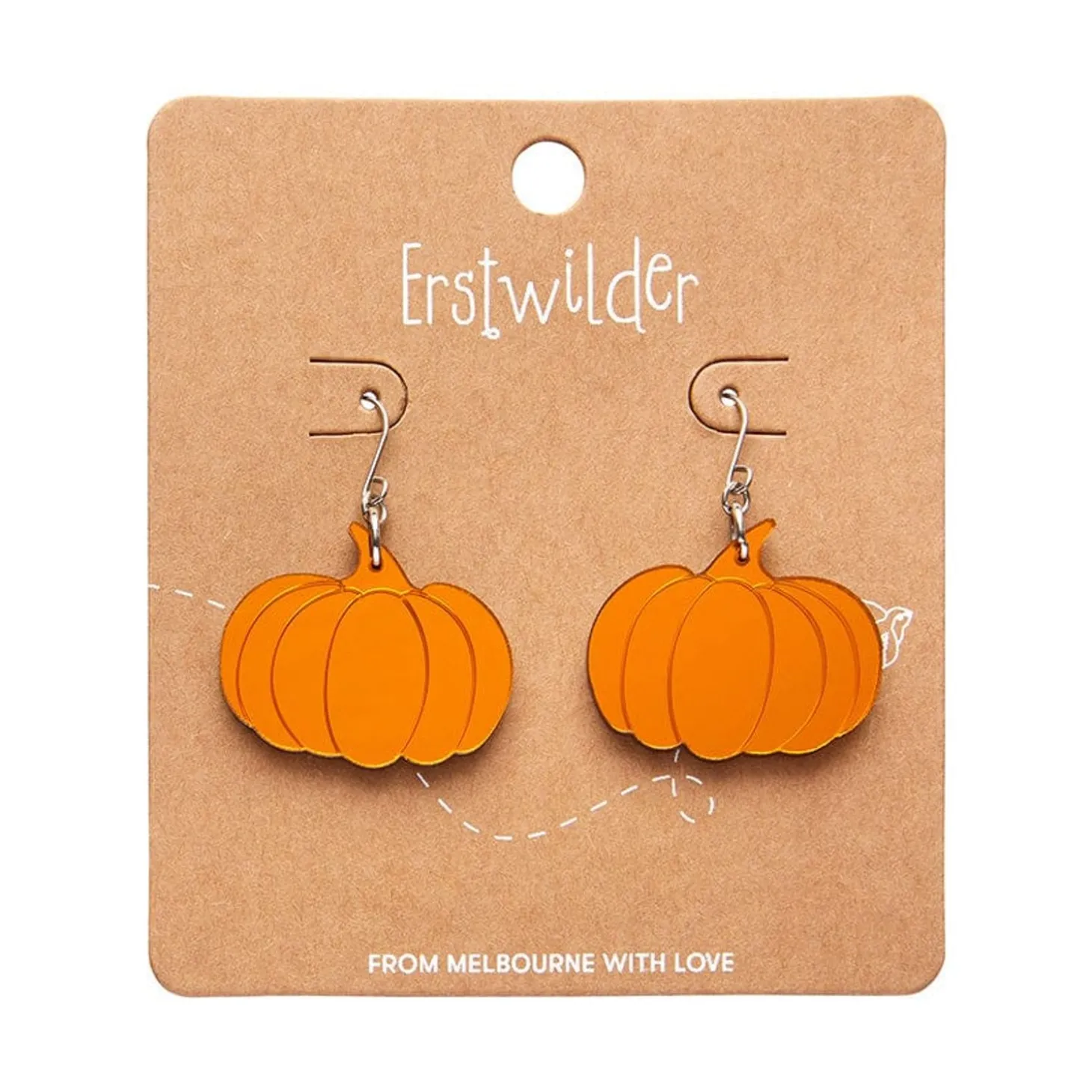 Pumpkin Mirror Drop Earrings - Orange
