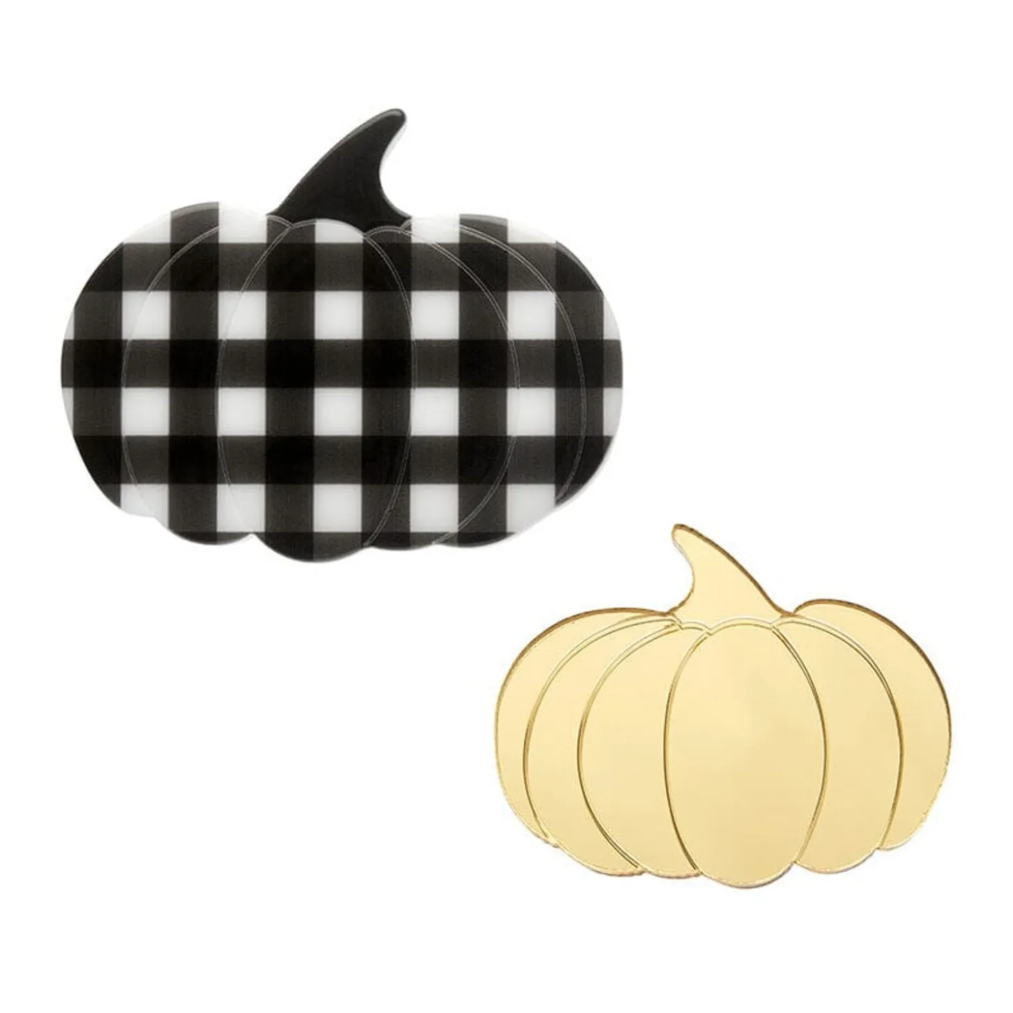 Pumpkin Patch Mini Brooch Set - Gold & Black Gingham