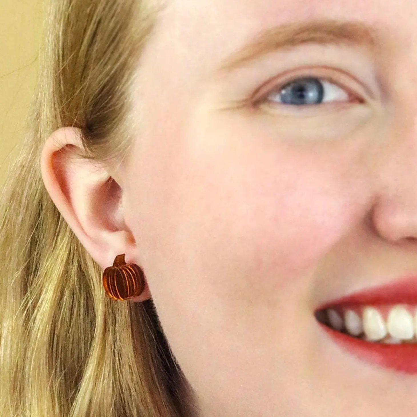 Pumpkin Patch Stud Earrings Set - Orange & Orange Gingham
