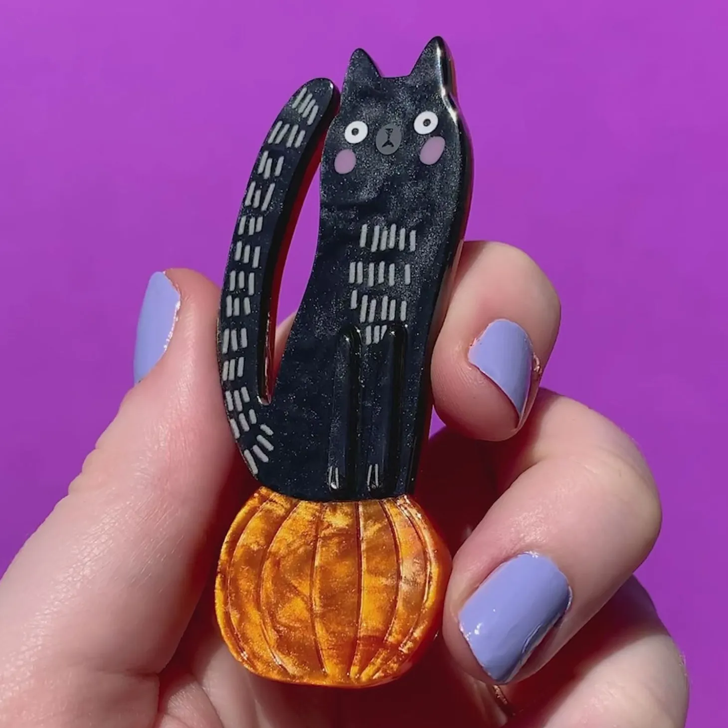 Pumpkin Time Kitty Brooch