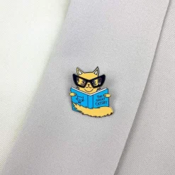 Puss In Books Enamel Pin