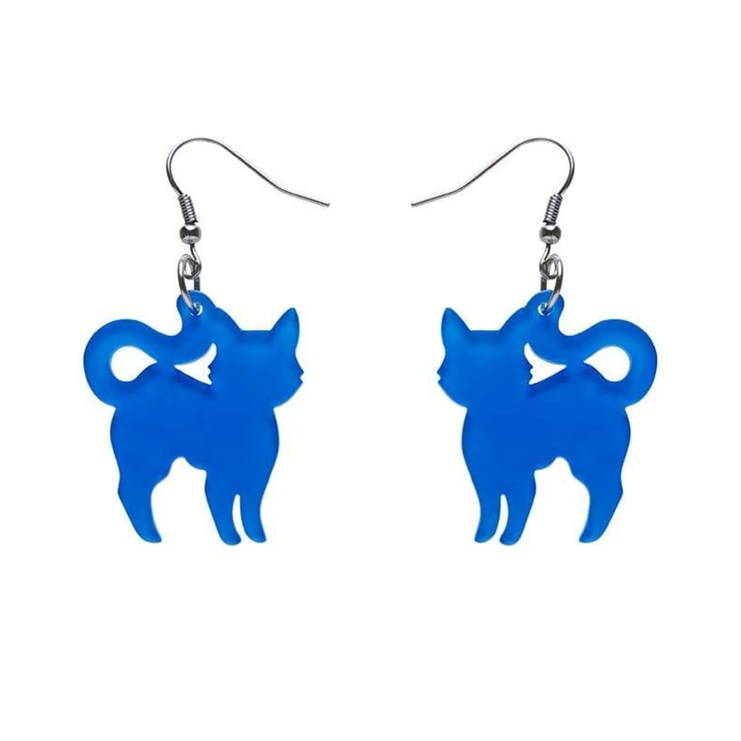 Pussy Cat Bubble Resin Drop Earrings - Blue
