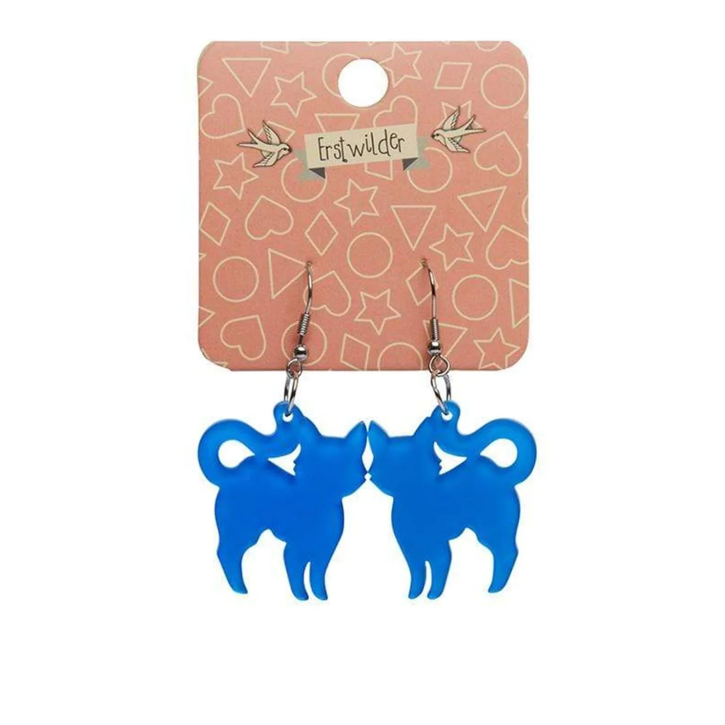 Pussy Cat Bubble Resin Drop Earrings - Blue