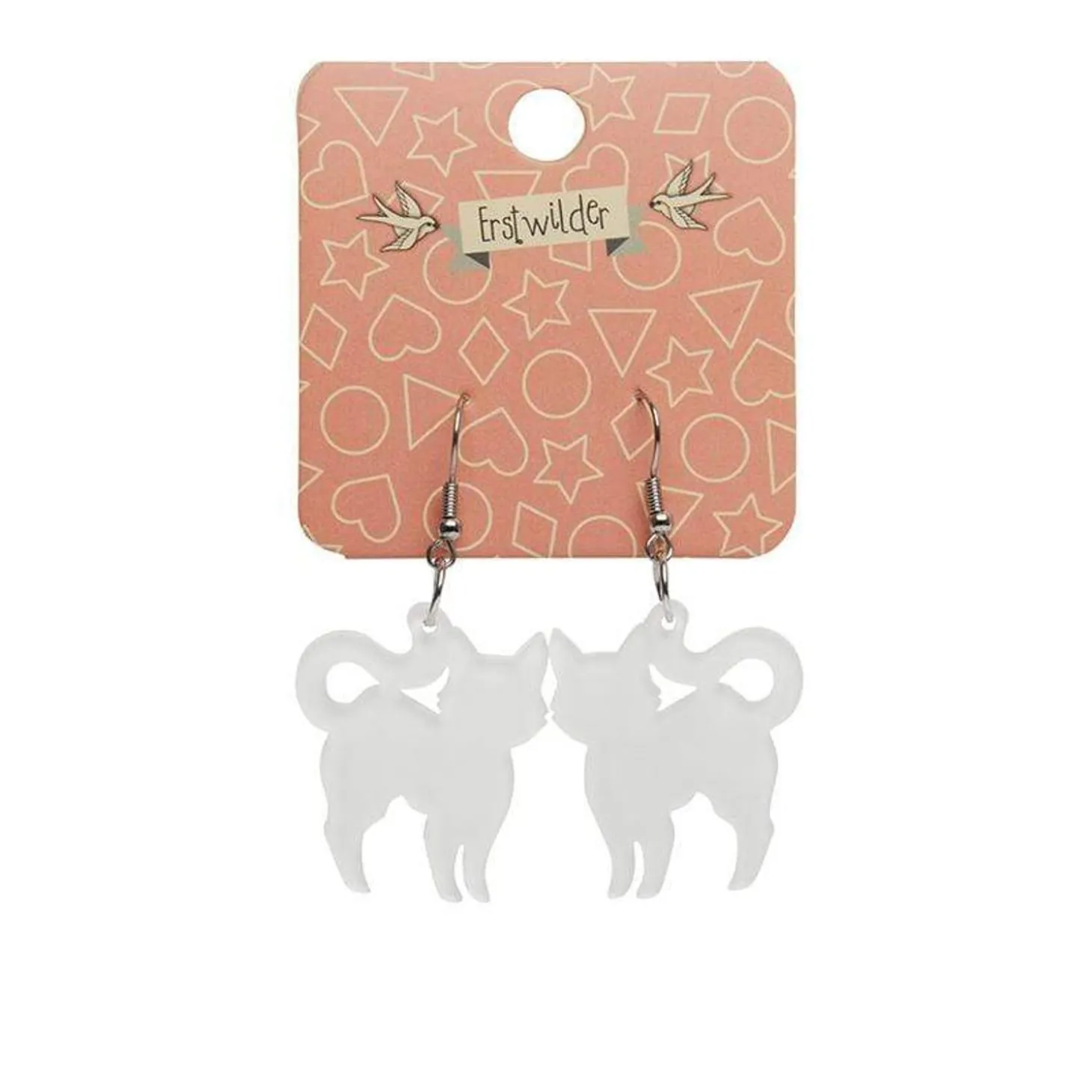 Pussy Cat Bubble Resin Drop Earrings - White