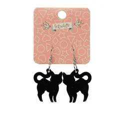 Pussy Cat Solid Resin Drop Earrings - Black