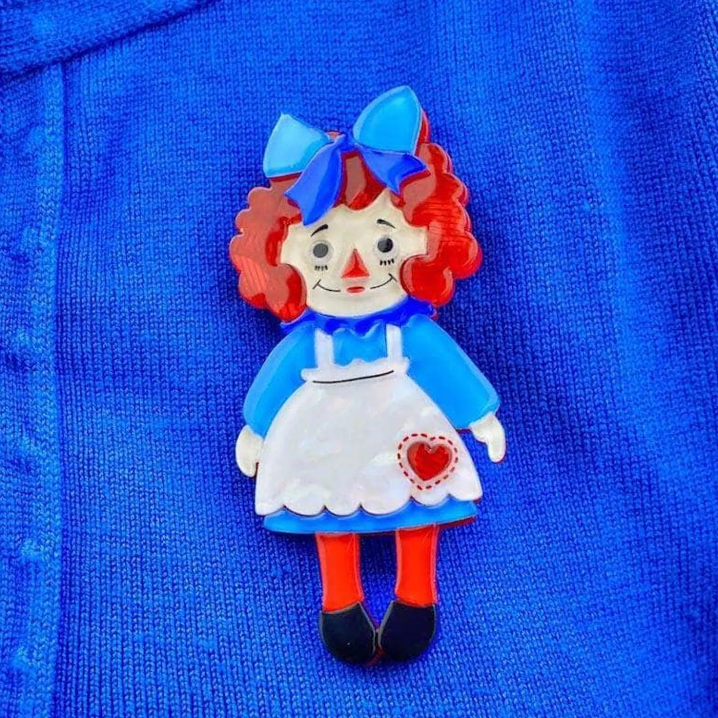 Raggedy Annie Doll Brooch