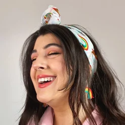 Rainbow Ruff Head Scarf White