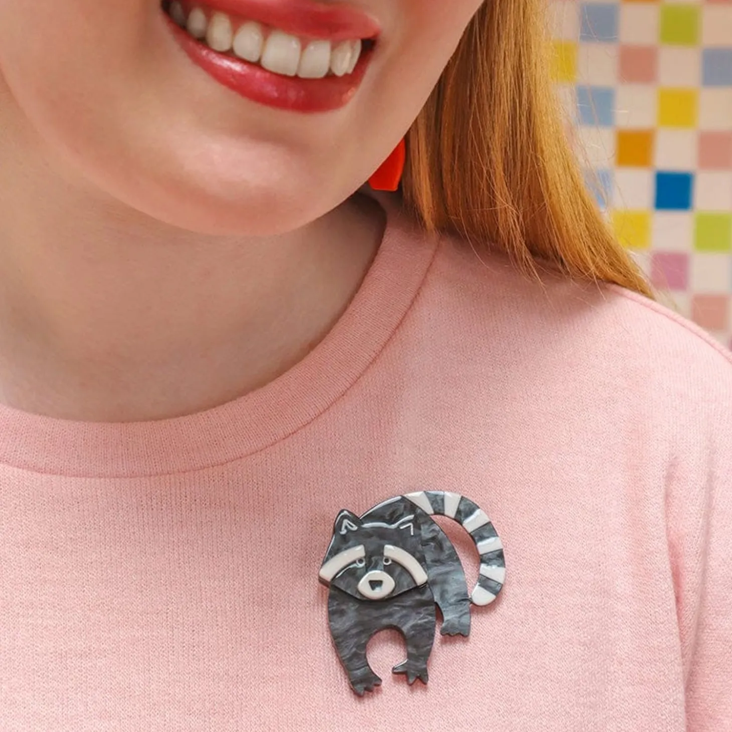Randy Raccoon Brooch