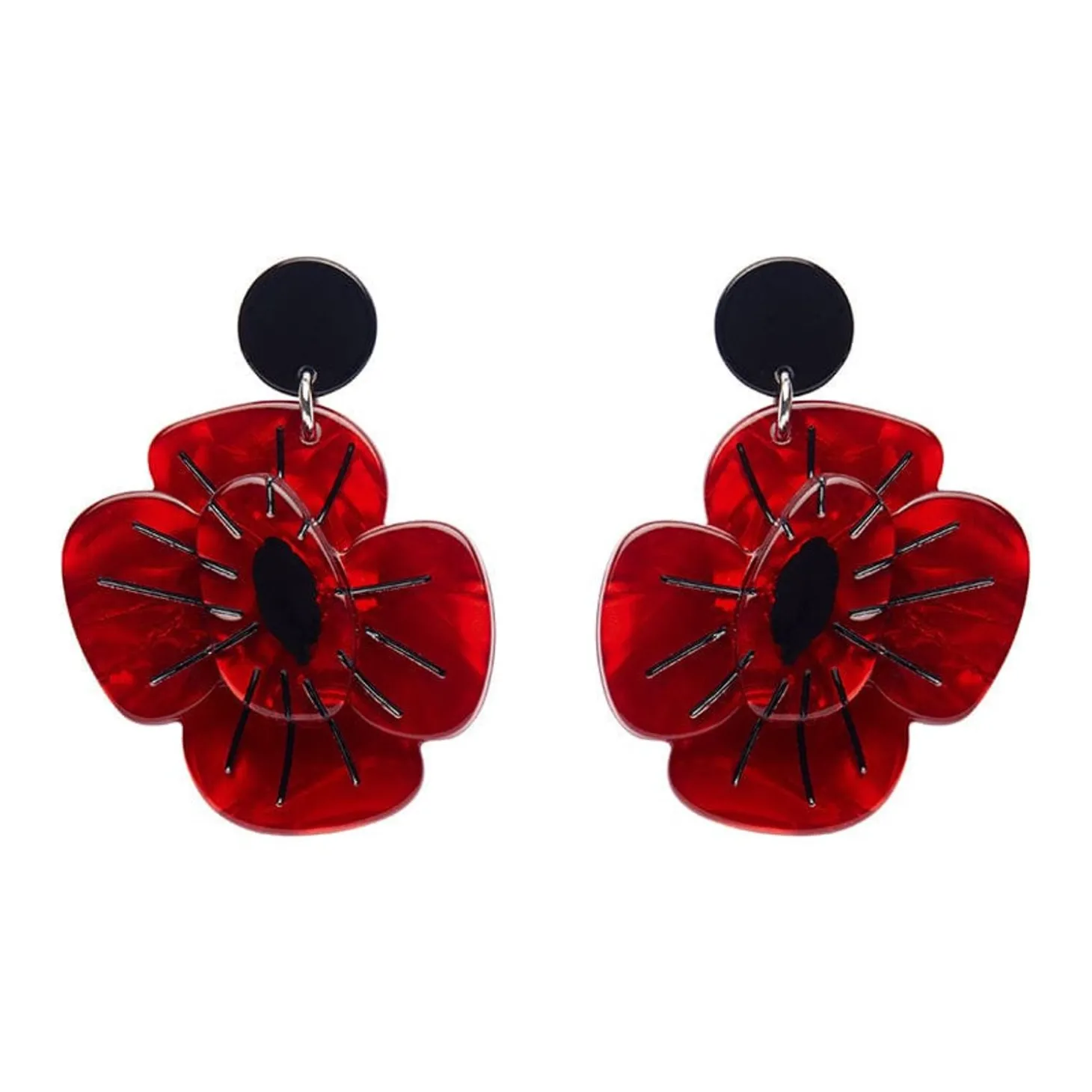 Remembrance Poppy Drop Earrings