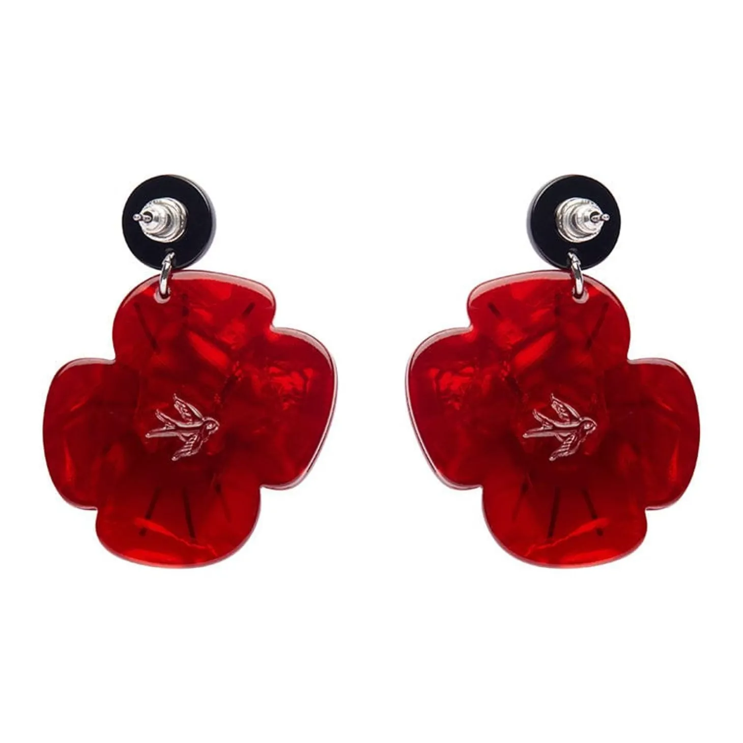Remembrance Poppy Drop Earrings