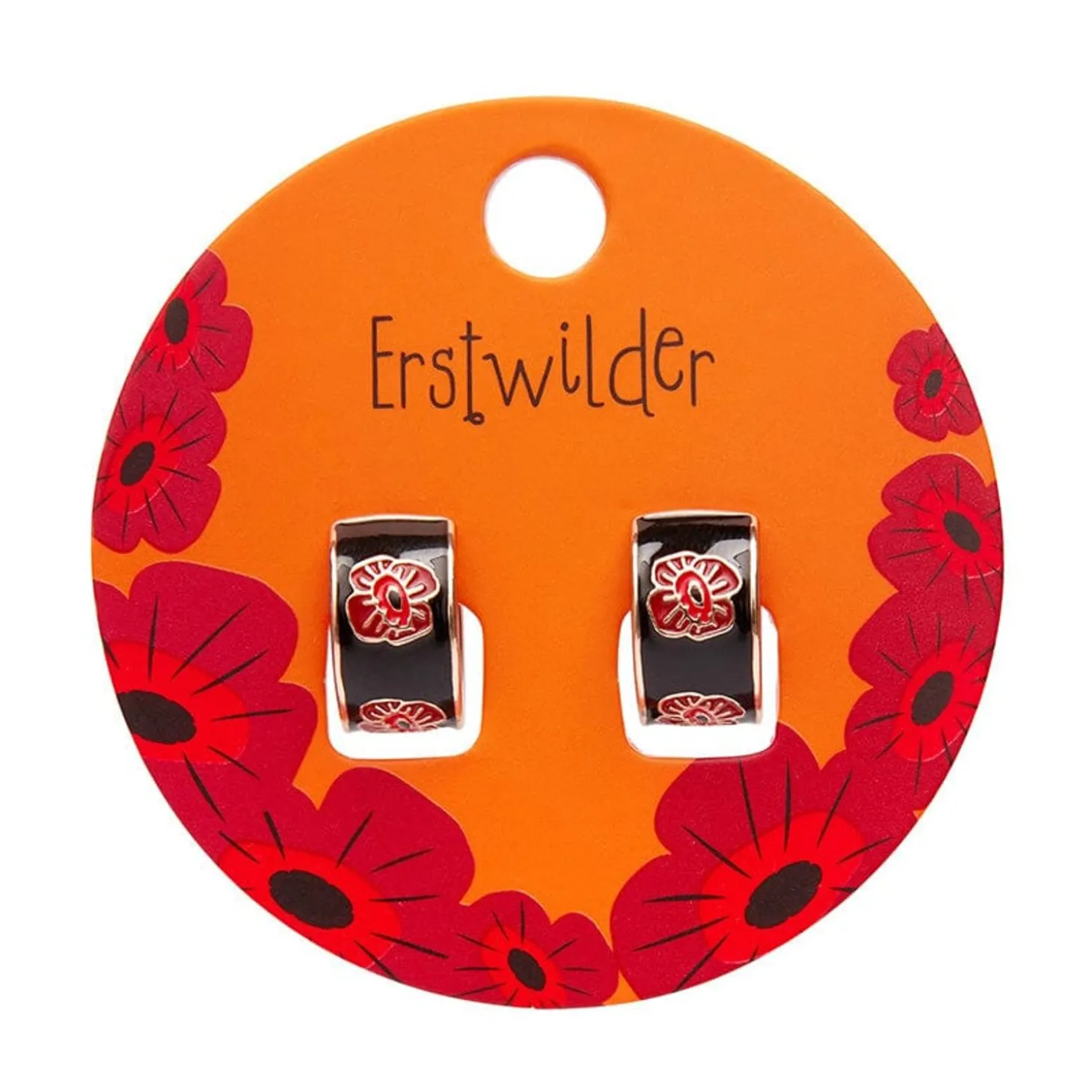 Remembrance Poppy Enamel Huggie Earrings