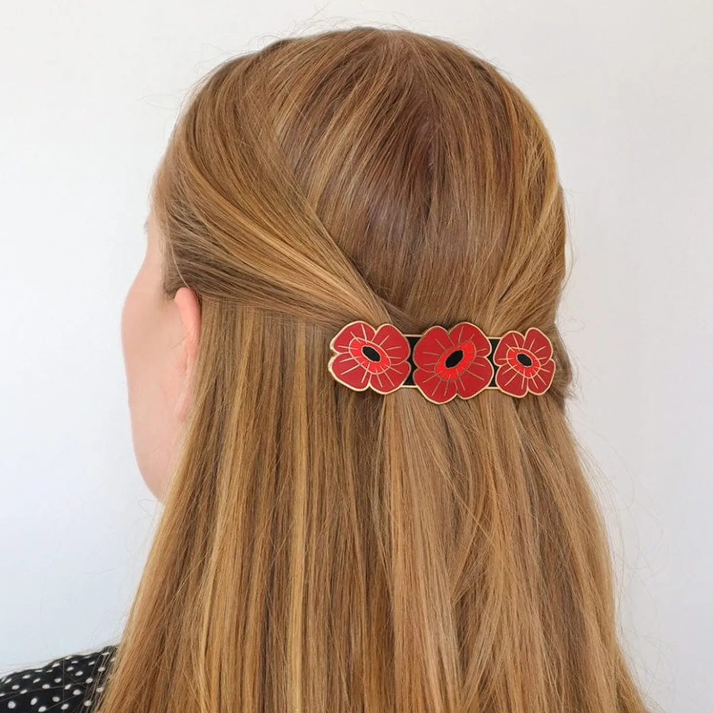 Remembrance Poppy Enamel Hair Barrette