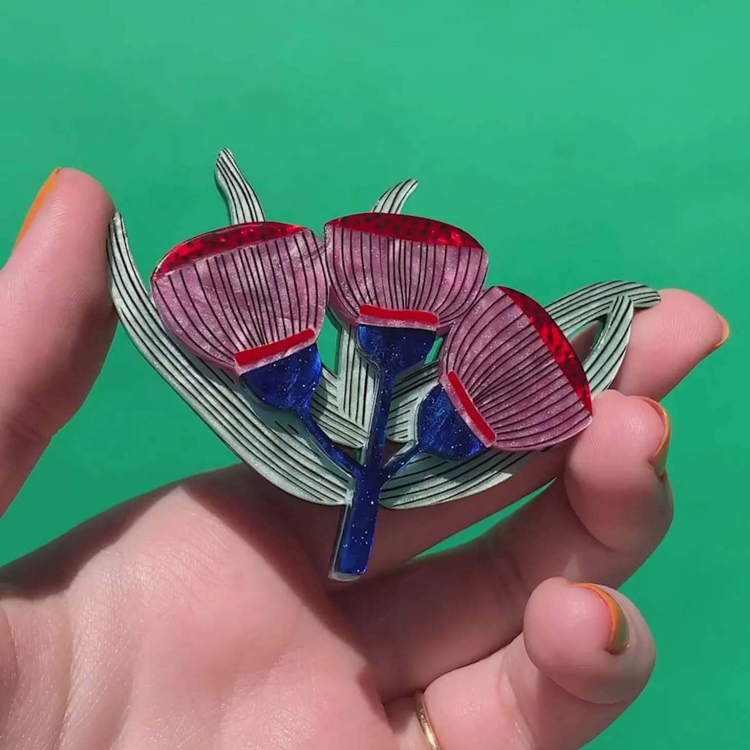 Ruby Red-Flowering Gum Brooch