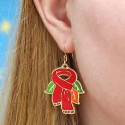 Scarf Souvenir Enamel Drop Earrings