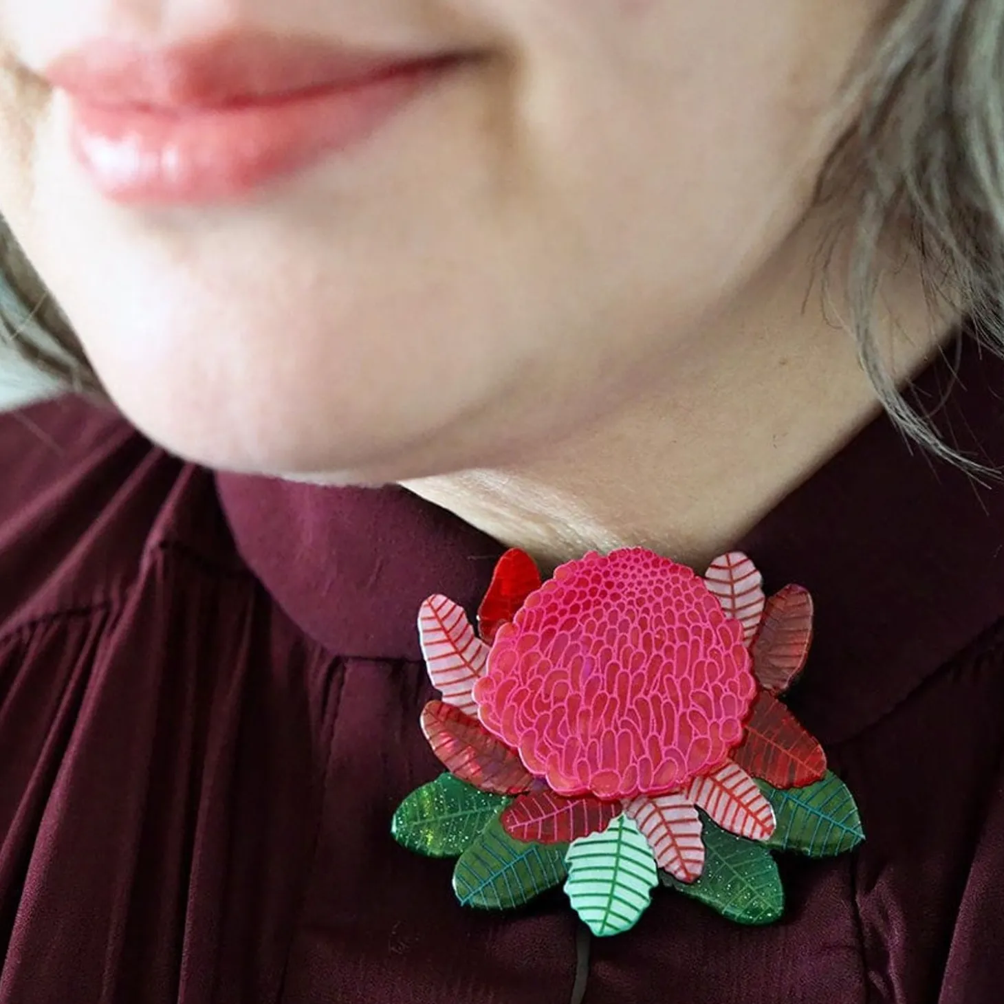 Shady Lady Red Brooch
